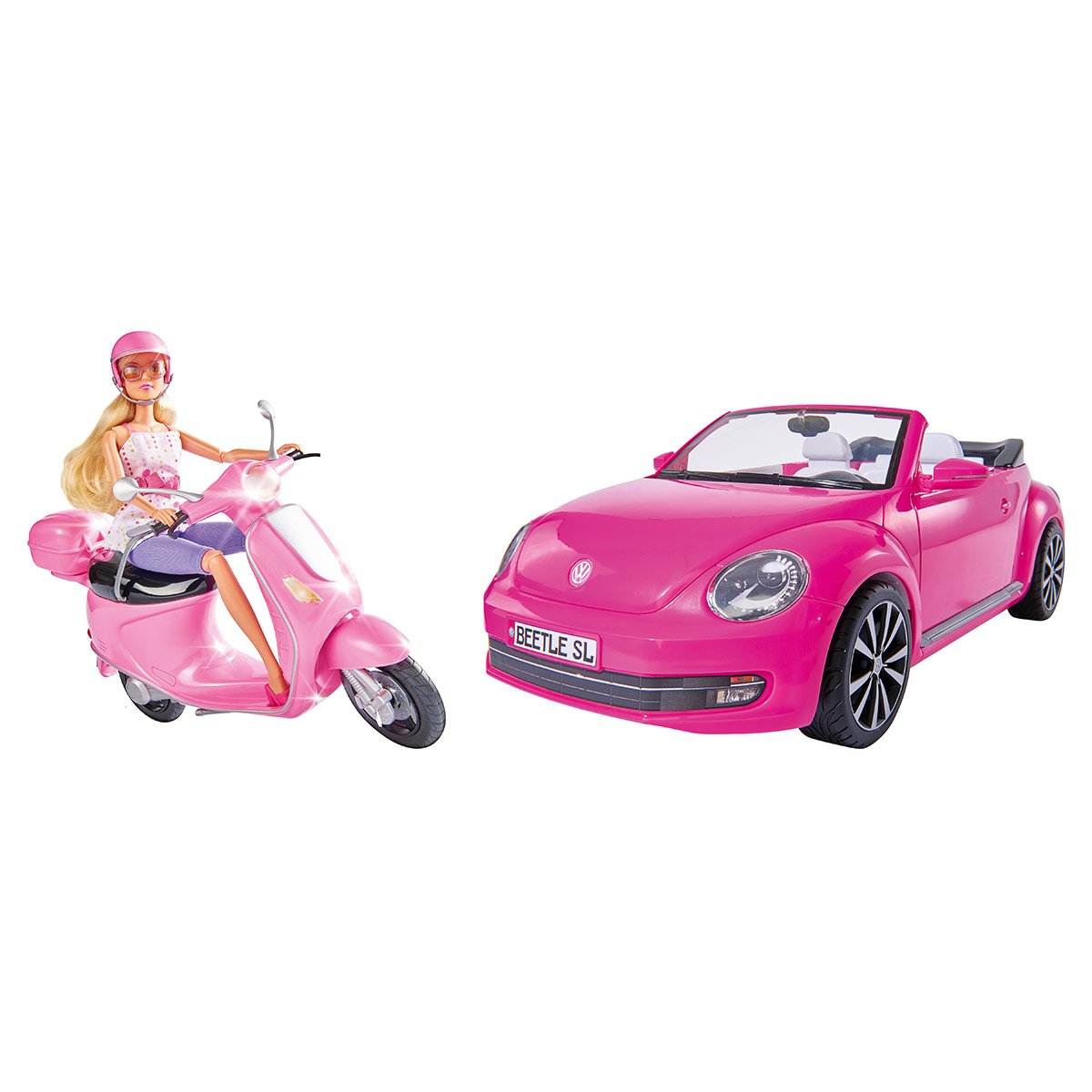 barbie volkswagen beetle cabriolet and scooter