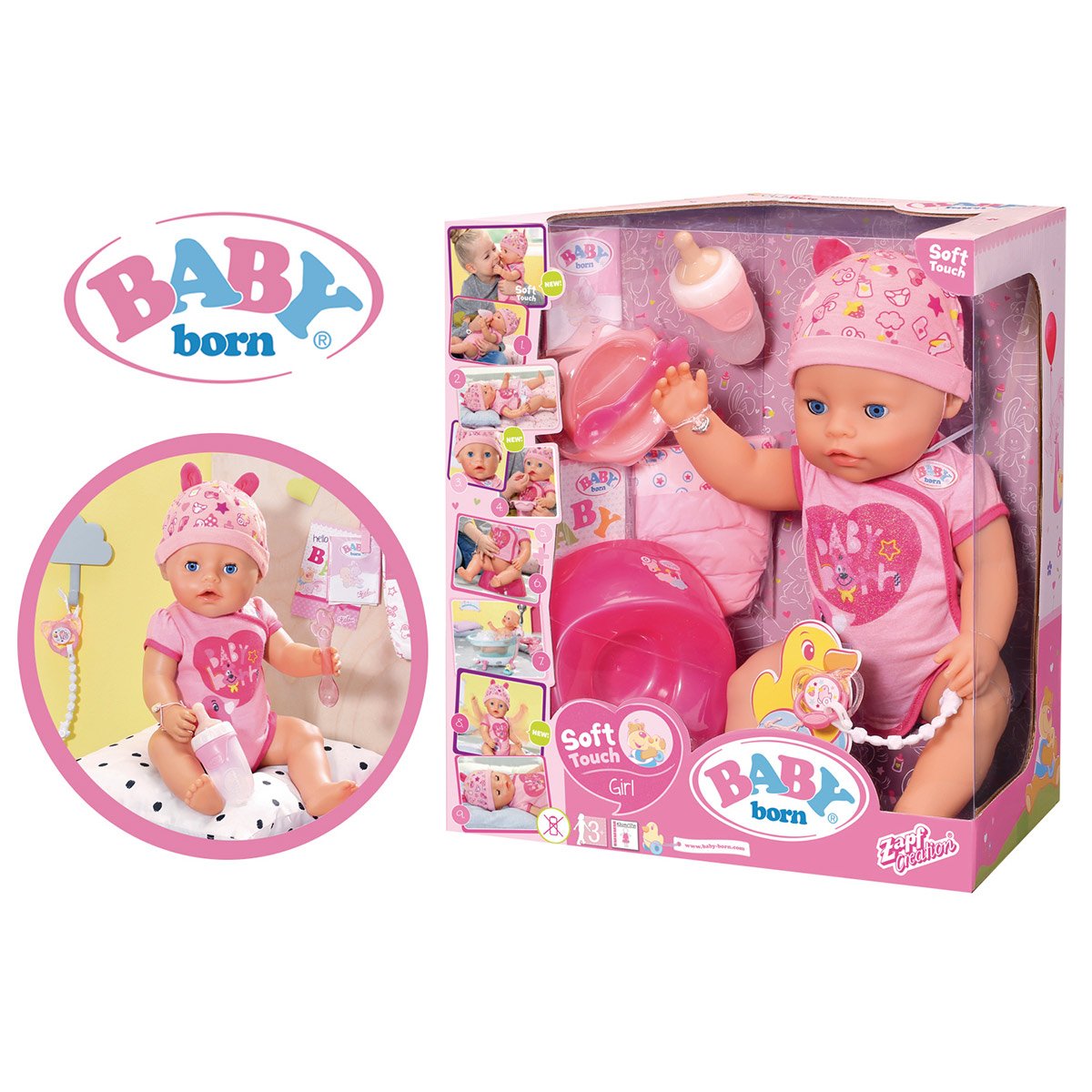 Poupée Baby Born Girl, à partir de 3 ans Zapf Création - Intermarché
