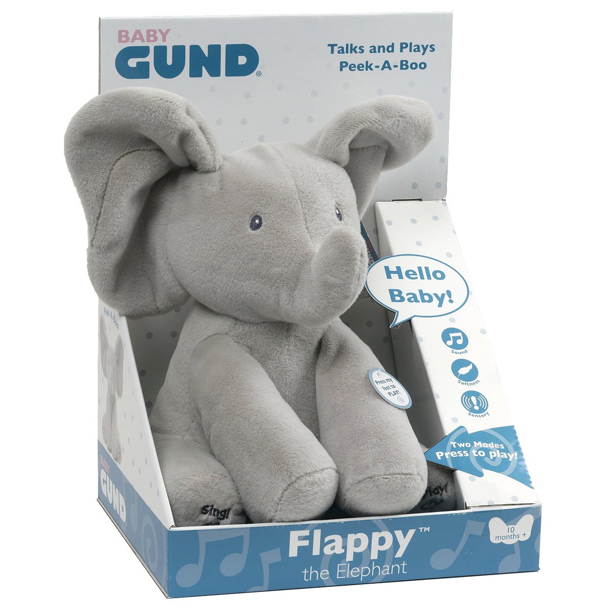 Baby Gund Peluche animée Flappy l'éléphant Gris 30,5 cm : : Jeux  et Jouets