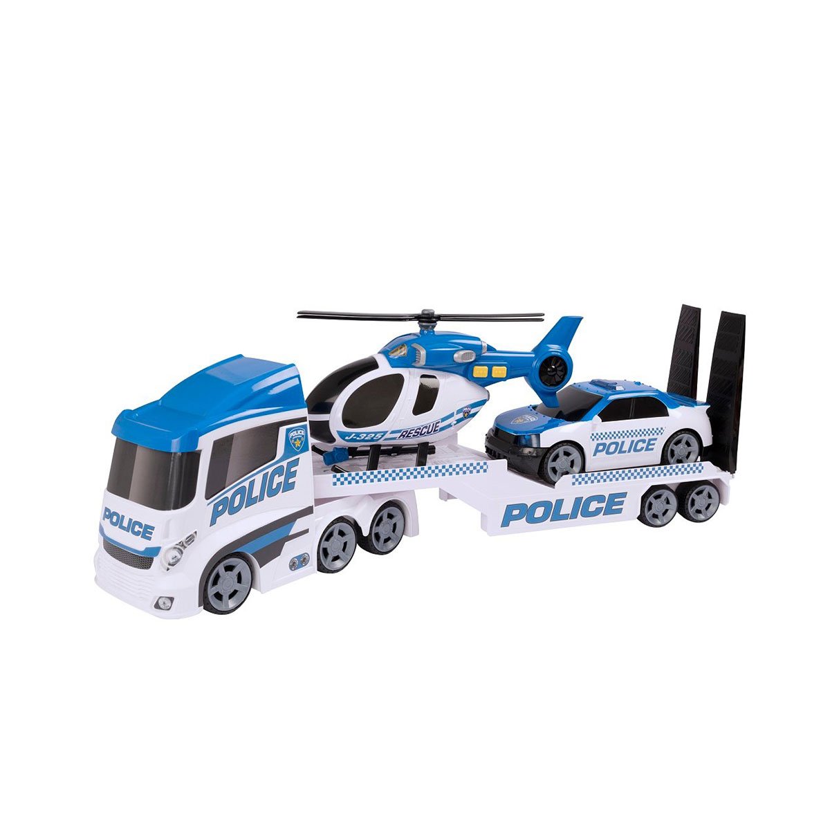 Grand transporteur + 2 véhicules de police ou pompier - La Grande Récré