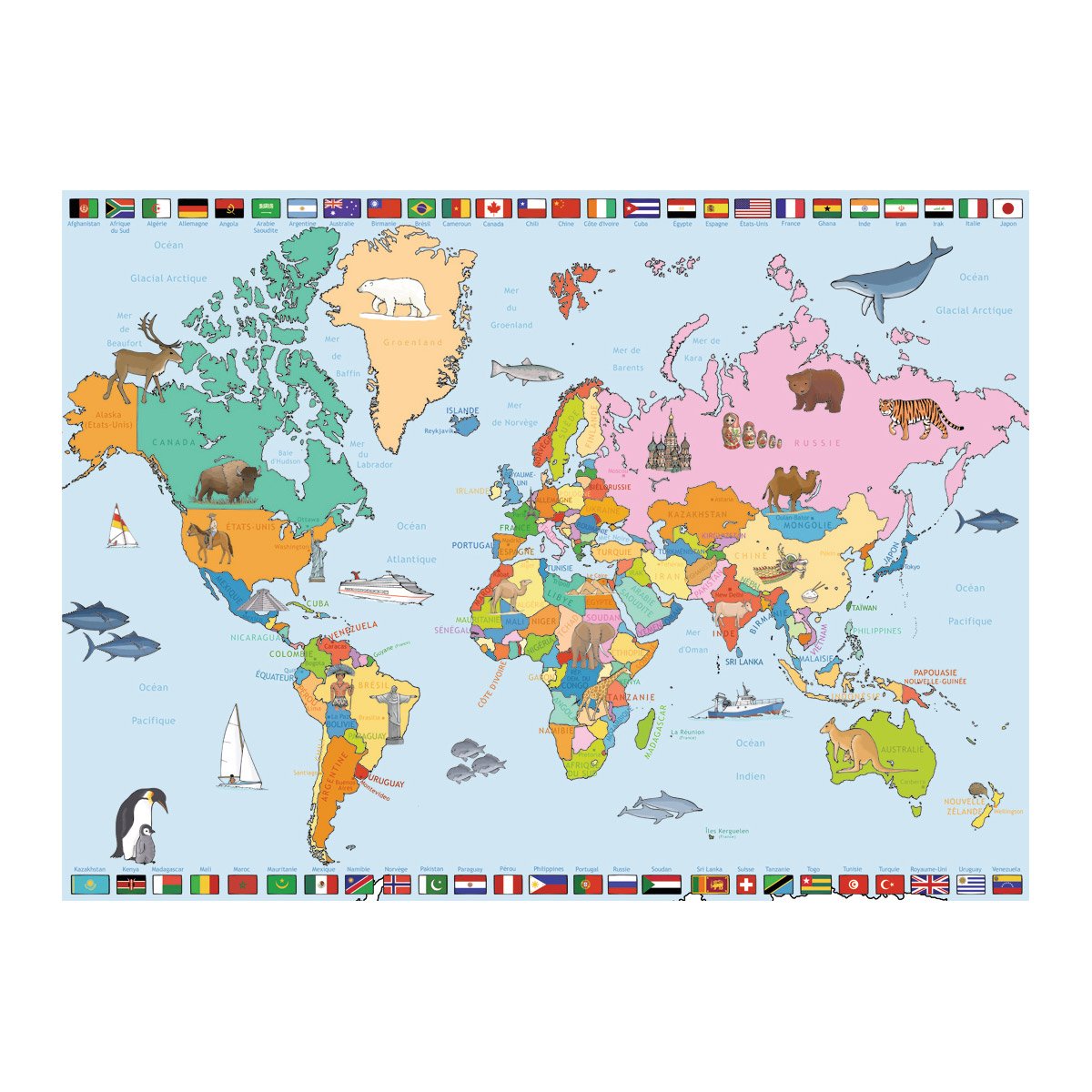 Puzzle carte du monde, mappemonde & géographie - Rue des Puzzles