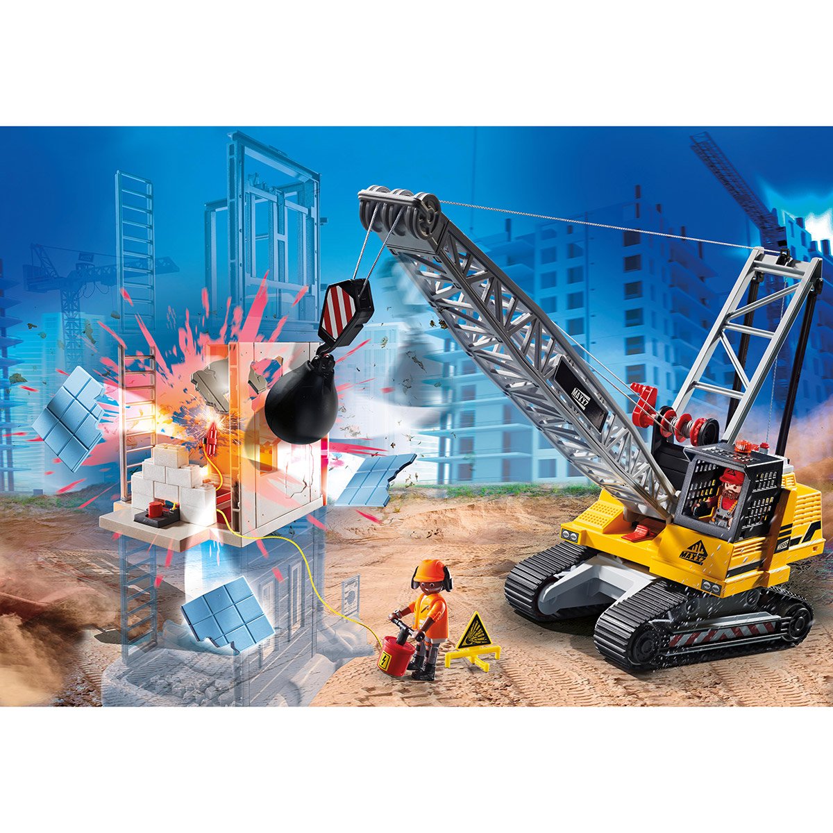 Dragline avec mur de construction Playmobil City Action 70442 - La