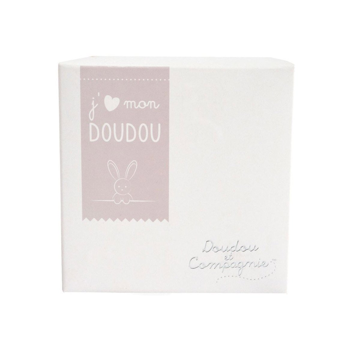 Lapin mouchoir en boîte fleur Blanc de Doudou et Compagnie, Doudous : Aubert