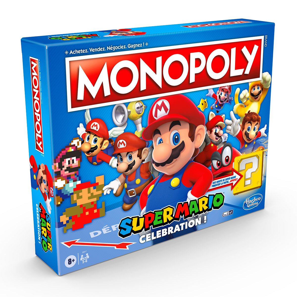 Hasbro Monopoly Jeu de société Super Mario, Affiche de convocation,  Autocollant électronique, ixde famille, Jeux de