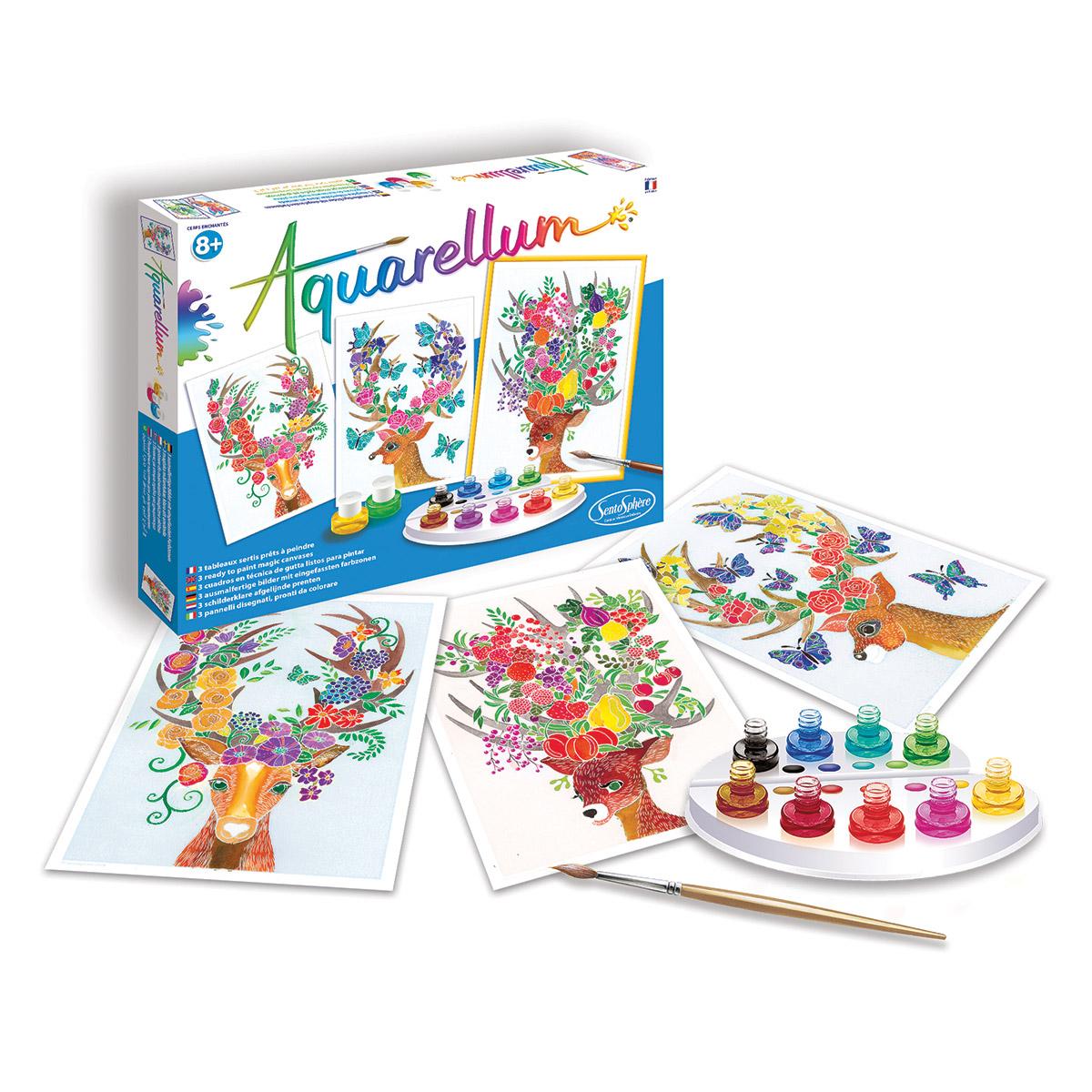 Kit Peinture Aquarellum Cerfs Enchantés - Loisir Créatif Magique, À Partir De 7 Ans, Fabriqué En France