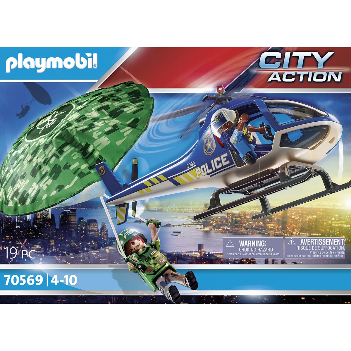 Hélicoptère de police et parachutiste Playmobil City Action 70569 - La  Grande Récré