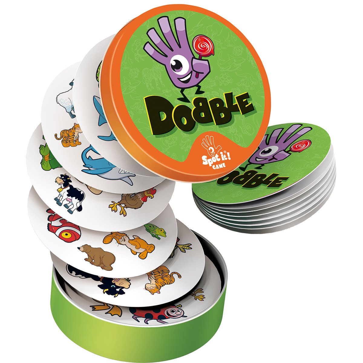 Dobble Kids Animaux - Boite metal 30 cartes, 5 Jeux en 1 - Observation et  reflexes - Enfant 4 ans plus - Set Jeu societe et carte