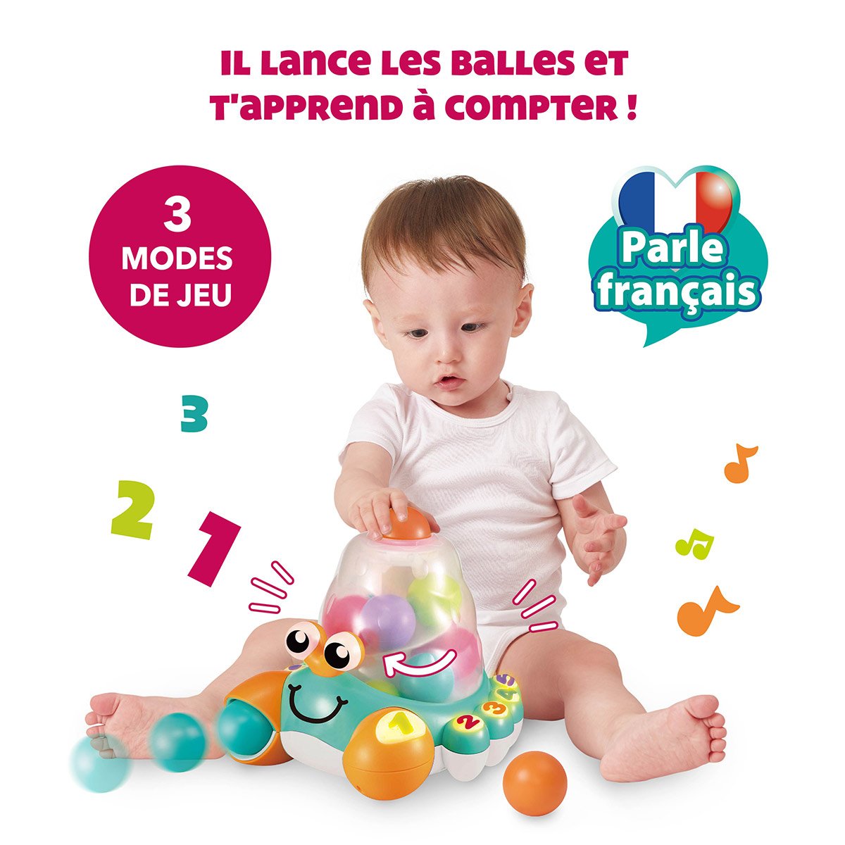 Jouet Bebe 6 mois, 5 in 1 Jeux Montessori 1 2 3 an, Crabe Jouet