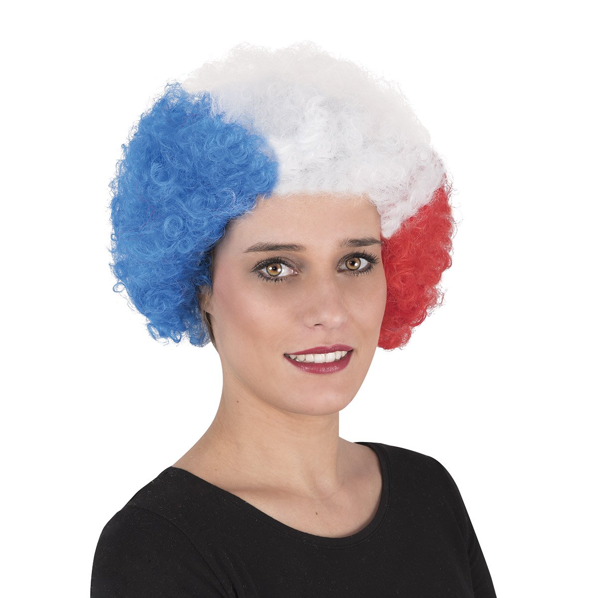 Perruque punk tricolore bleu, blanc, rouge - fête déguisement supporter  Supporter votre équipe - Accessoire de supporter - Creavea