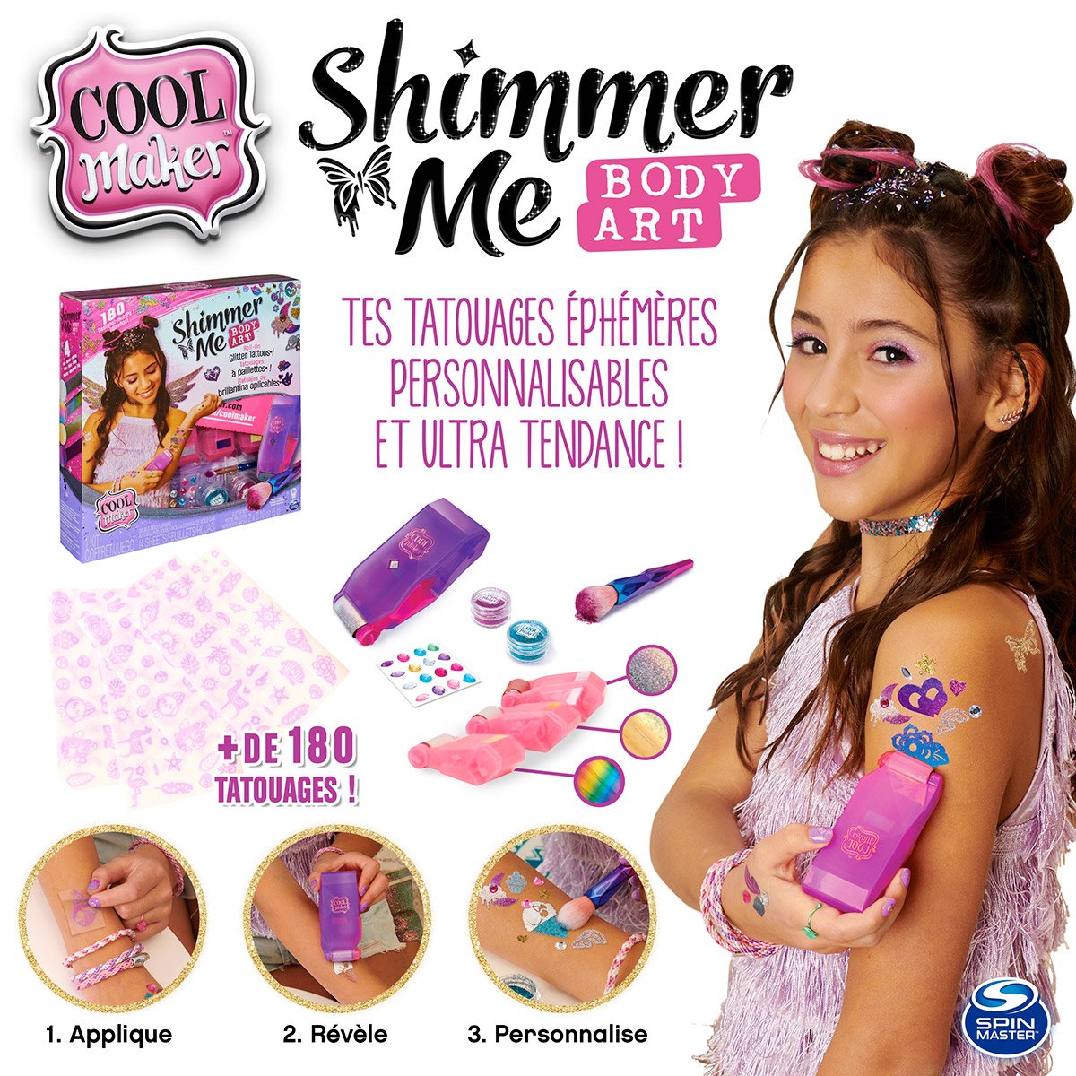 COOL MAKER - Shimmer Me Body Art - Tatouages éphémères - La Grande Récré