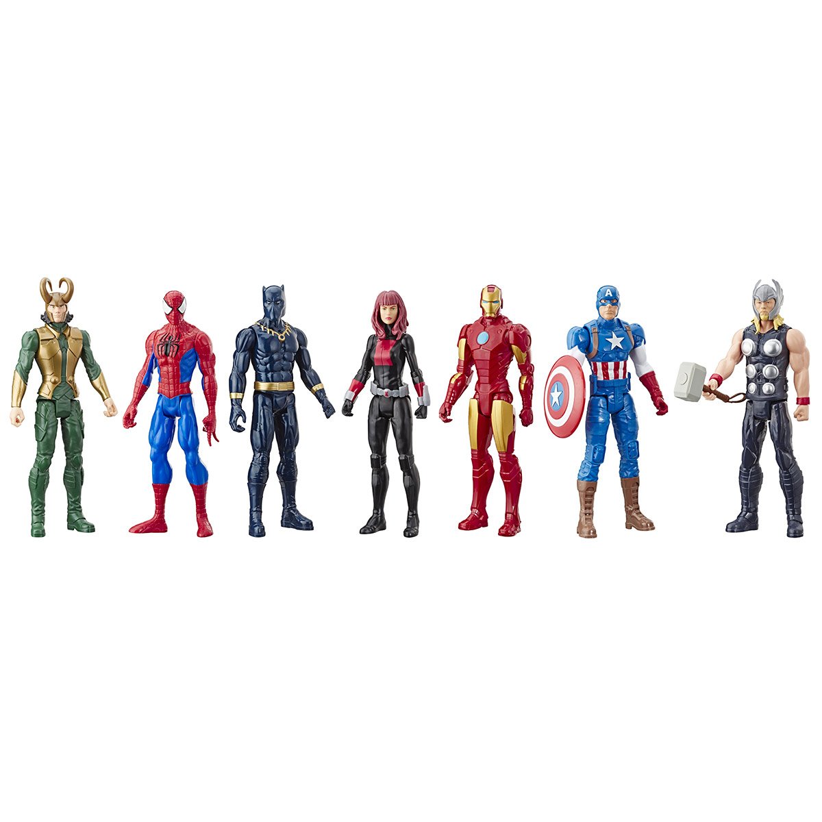 Hasbro Marvel Avengers Titan Hero Series - Multipack de 7 Figurines, 5  Accessoires, Captain America, Black Panther, Black Widow, Loki, Thor, Iron  Man et Spider-Man : : Jeux et Jouets