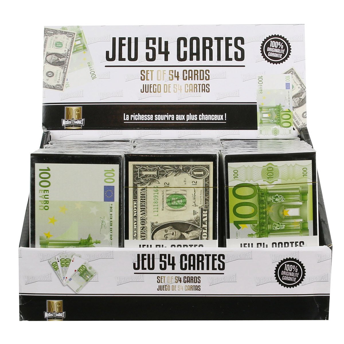 Jeu de cartes verso Euros ou Dollars - Idée cadeau originale