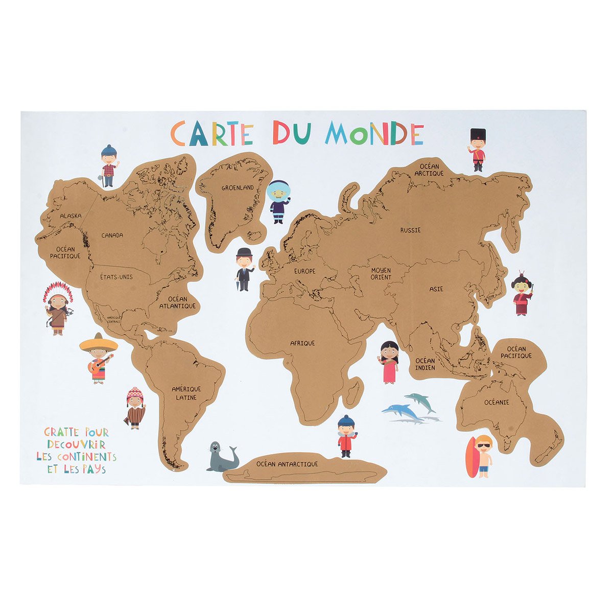 Poster Carte du Monde avec Pays A Gratter Globe Trotter Enfant Ludique Educatif Promobo 