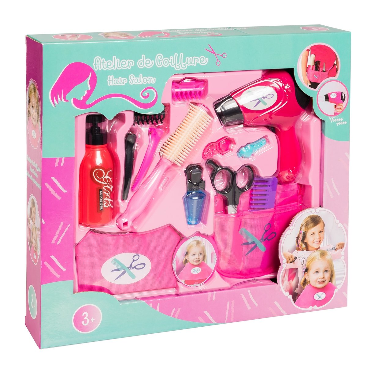 Kit de maquillage pour filles, jouet de salon de coiffure, avec