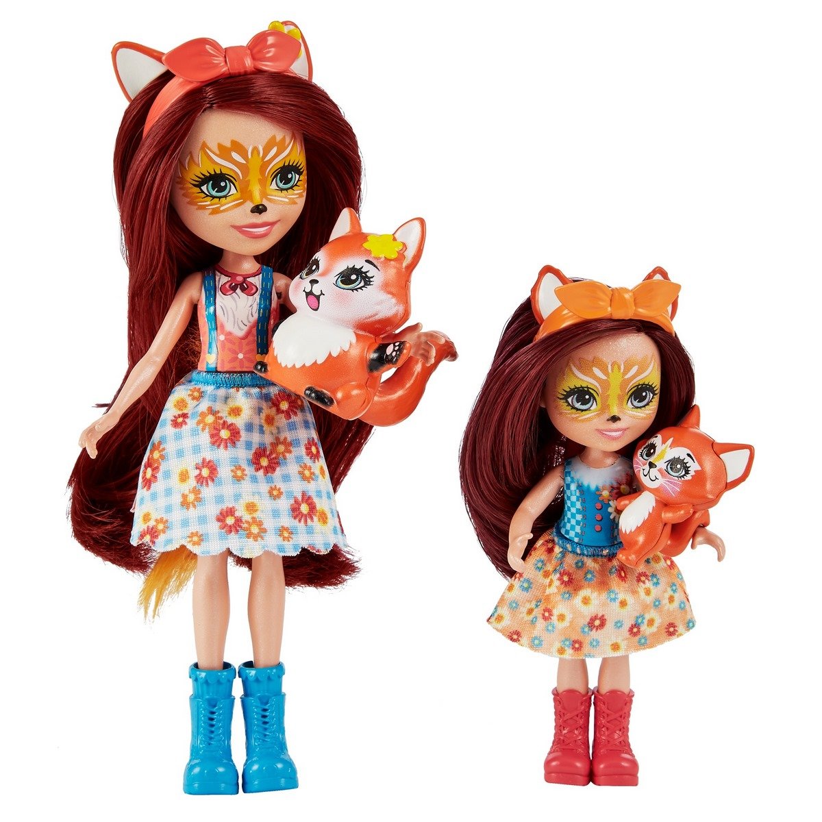 Enchantimals Mini-poupée Felicity Renard et Figurine Animale Flick, brune  avec jupe à motifs en tissu, jouet enfant, DVH89