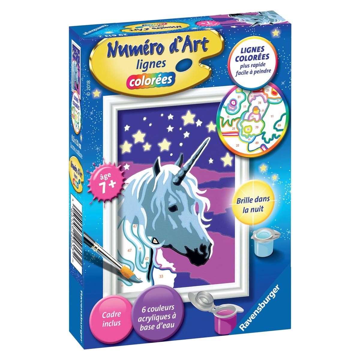 Kit Peinture Par Numéros Ravensburger Licorne Scintillante - 8x12 Cm - Phosphorescent - Dès 7 Ans