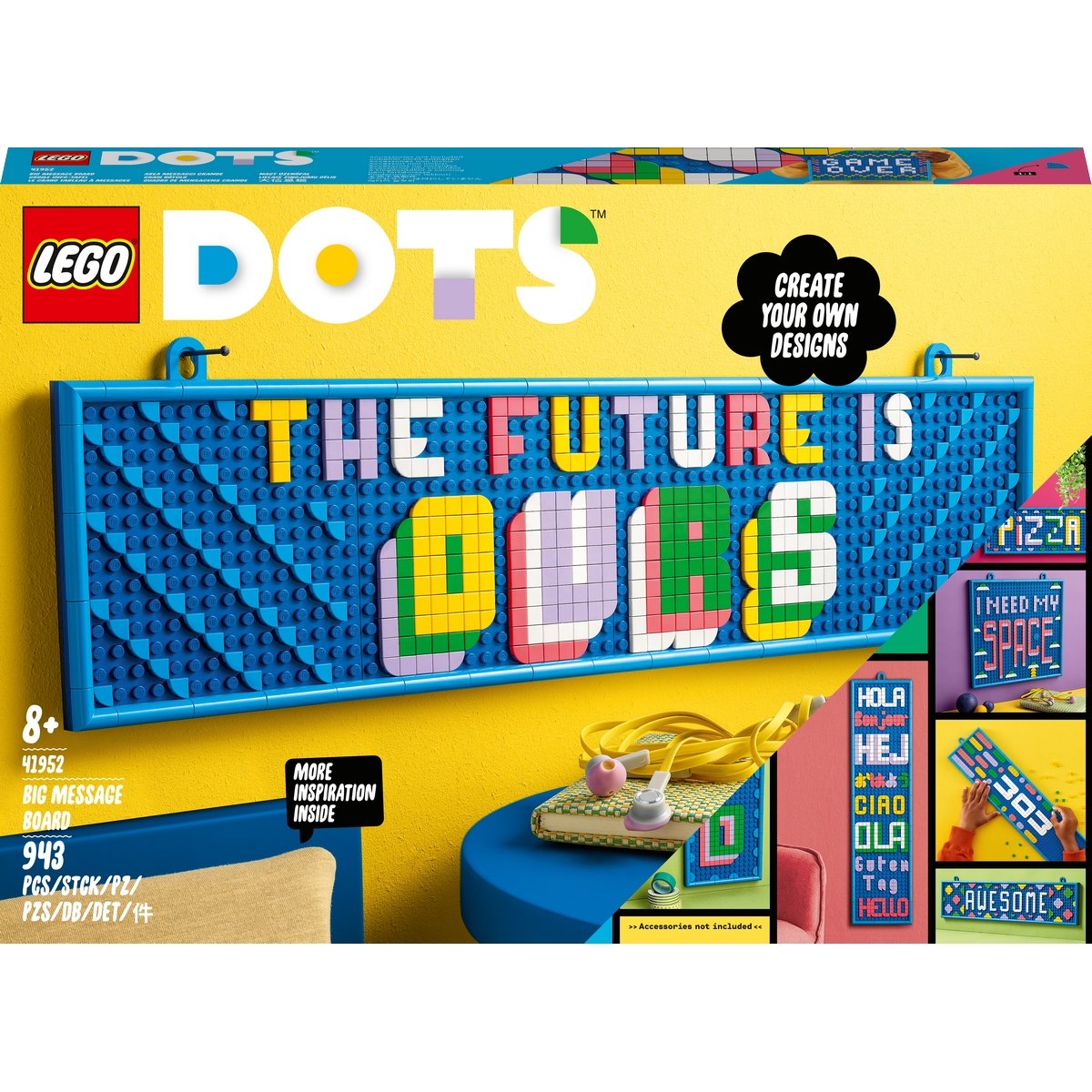 LEGO 41952 Dots Le Grand Tableau à Message Personnalisable Plaque de Porte pour Chambre Tableau d'Affichage de Chambre Activité Créative pour Enfant 