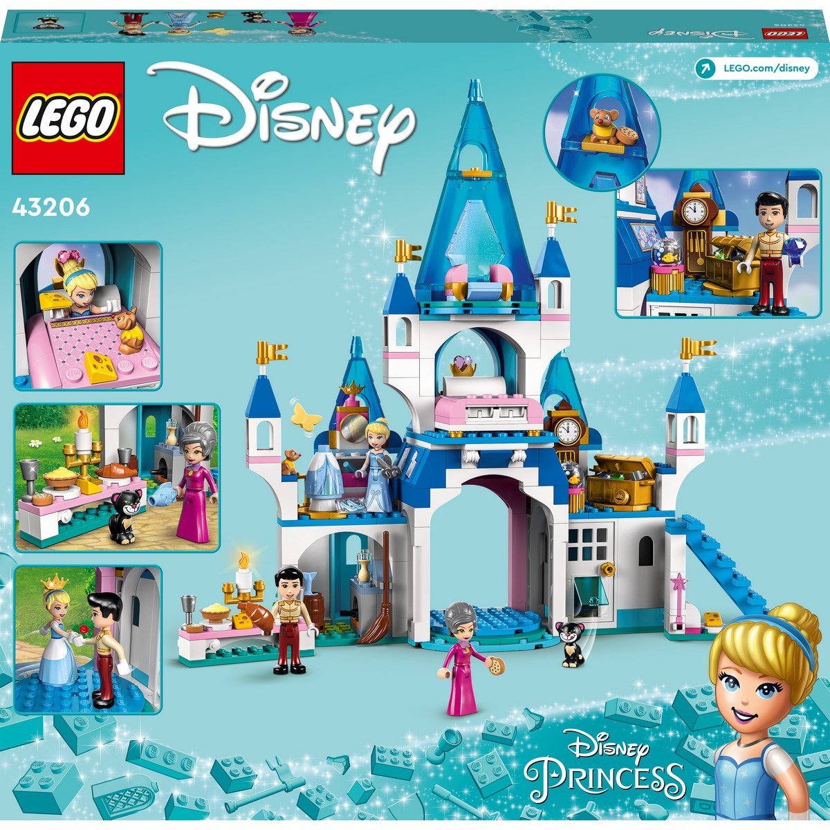 Lego Lego ® disney princesstm - la célébration au château de cendrillon,  jouet fille et garçon 4 ans et plus, 168 pièces - 43178