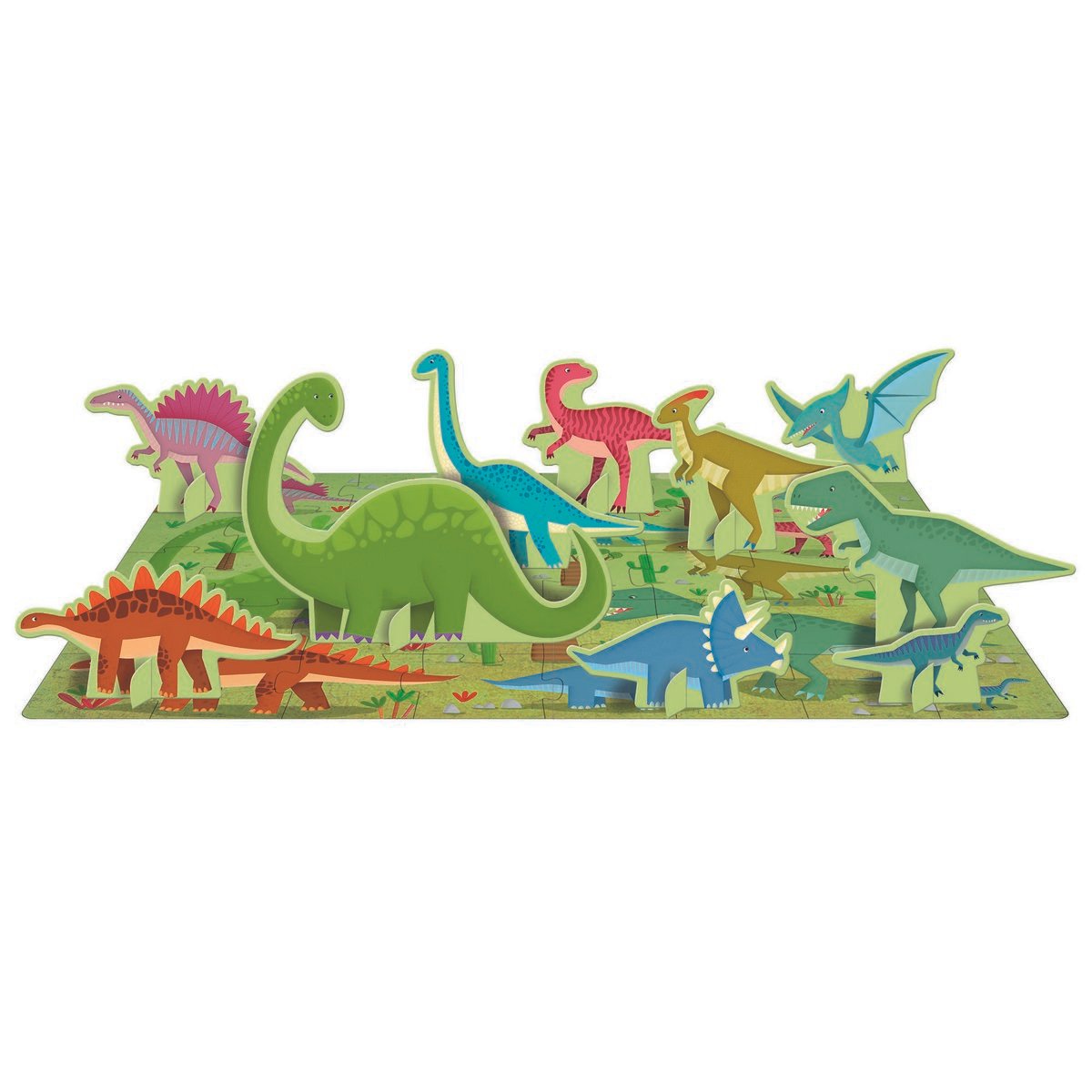 40 Pièces Puzzle Dinosaure Comparaison Taille Grande Pièce (26X38Cm)