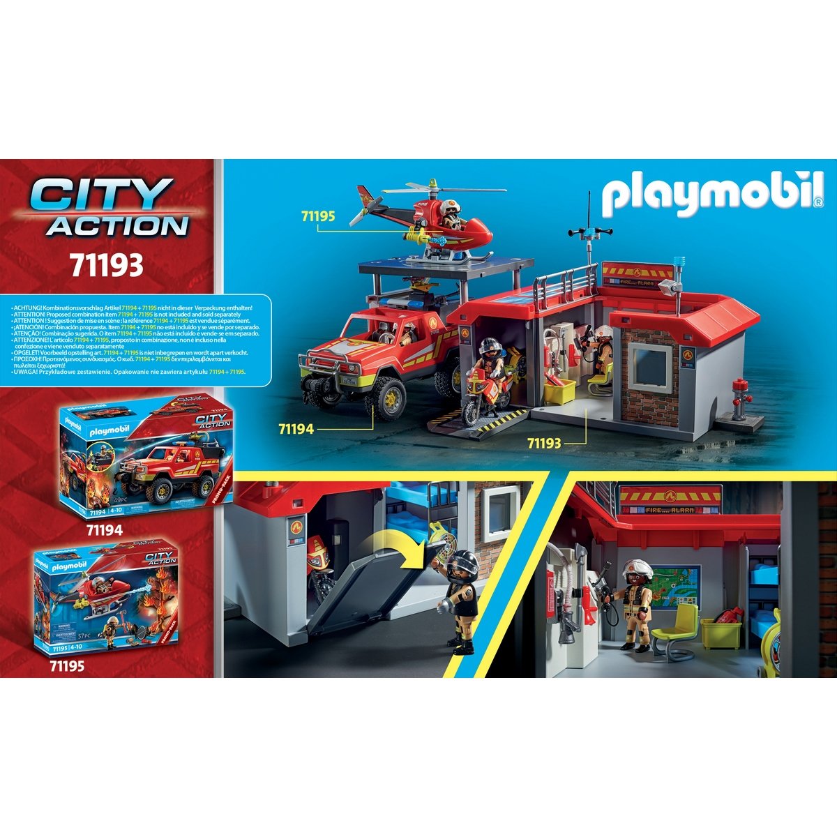 Caserne Pompiers transportable Playmobil City Action 71193 - La Grande Récré