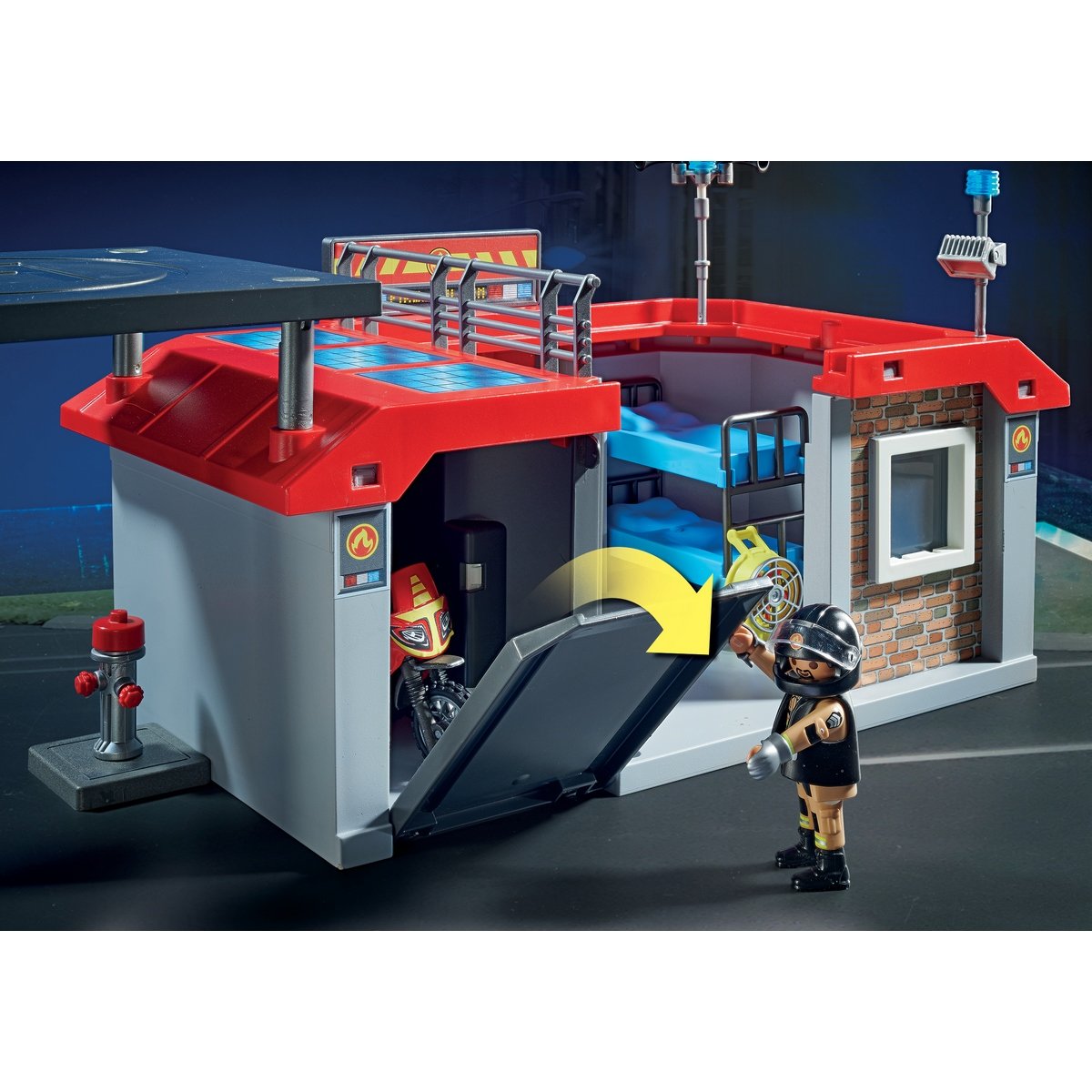 PLAYMOBIL 71193 - Caserne des pompiers transportable pas cher