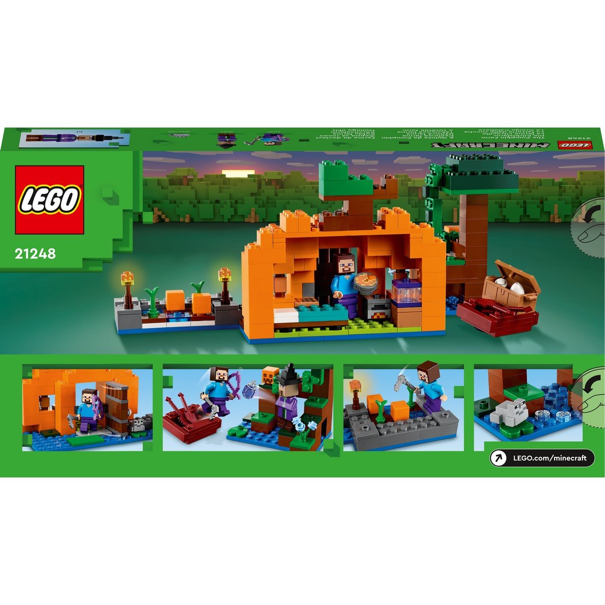 LEGO 21248 Minecraft La Ferme Citrouille, Maison à Construire avec  Grenouille, Bateau, Coffre à Trésor et Figurines Steve et Sorcière, Jouets  du Biome