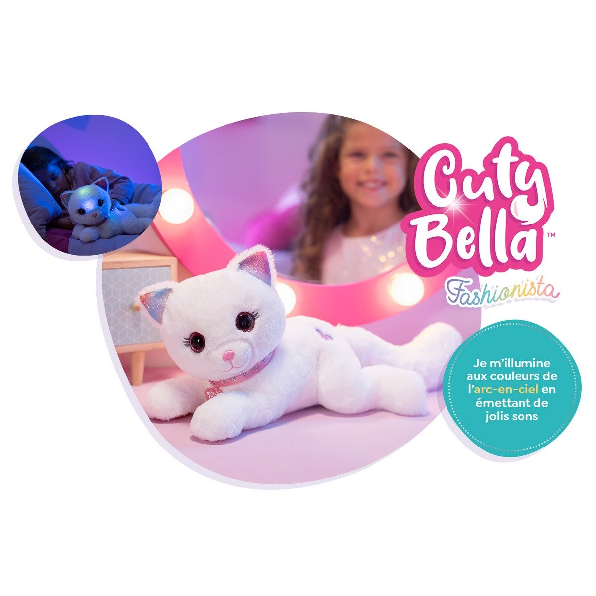 Gipsy Toys - Cuty Bella Fashionista - Peluche Interactive Chat – Toute  Douce Qui s'illumine au Rythme de Jolies mélodies - 30 cm - Blanc Rose :  : Jeux et Jouets