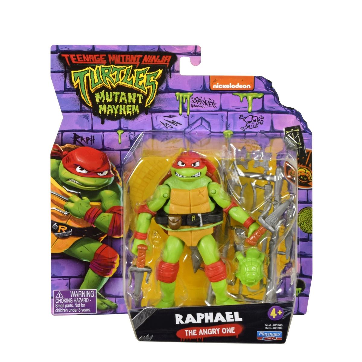 Figurine Tortue Ninja Raphael - Deluxe Transformable 15 Cm - 2-en-1, Articulée - Dès 4 Ans - Collection 4 Modèles