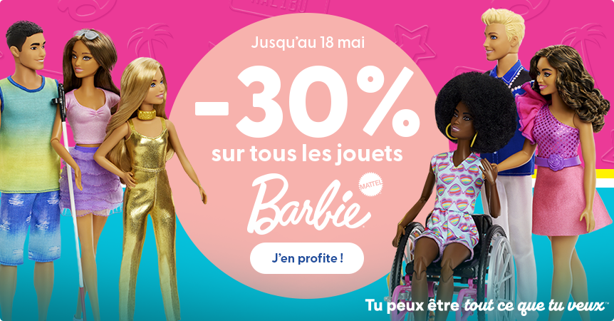 -30% sur les jouets Barbie de Mattel jusqu'au 18 mai