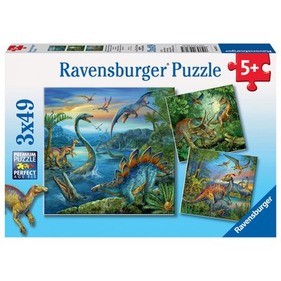 3 puzzles de 49 pièces Fascination Dino