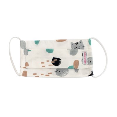 Masque coton jersey motif chats blanc taille S