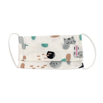 Masque coton jersey motif chats blanc taille M