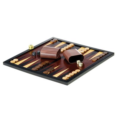 Coffret en bois échecs et backgammon