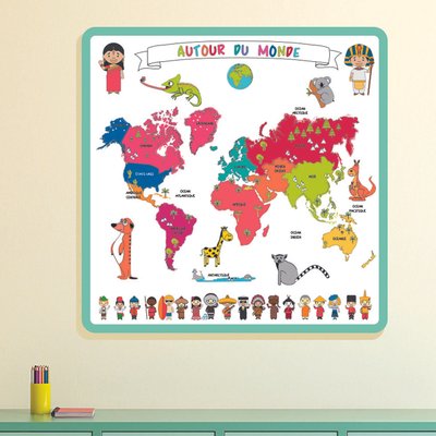 Carte du monde à colorier 50 x 50 cm