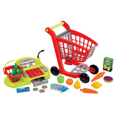 Chariot de supermarché pour enfants, caisse enregistreuse et accessoires