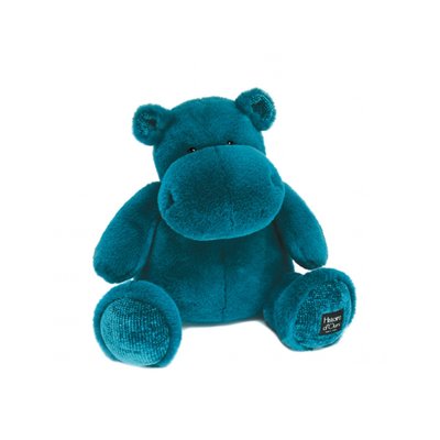 Peluche Hippopotame Hip'Cool Bleu Canard 40 cm