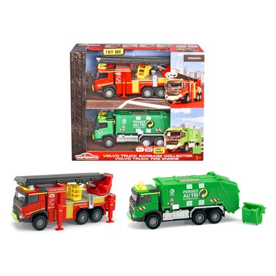 Camion Pompiers + camion poubelle Volvo - Majorette grande série 1/43e
