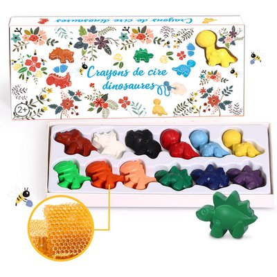 Crayons de couleur Dinosaures en cire d'abeille