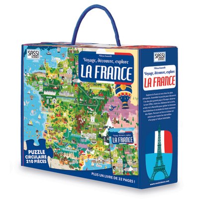 Puzzle rond 210 pièces + Livre - Explore la France