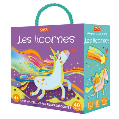 Coffret Qbox puzzle 40 pièces et Livre : Les licornes