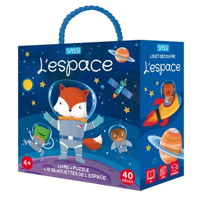 Coffret Qbox puzzle 40 pièces et livre : l'espace 