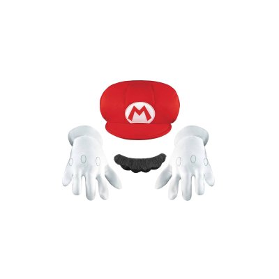 Kit enfant déguisement Mario avec casquette gants et moustache