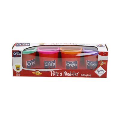 4 pots de pâte à modeler couleurs vives