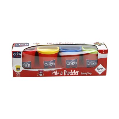 4 pots de pâte à modeler couleurs primaires