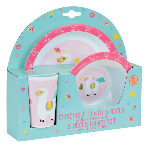 Lama ensemble lunch - Assiette, bol et verre