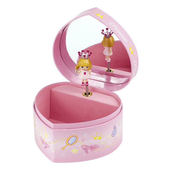 Boîte grand coeur musical princesse rose