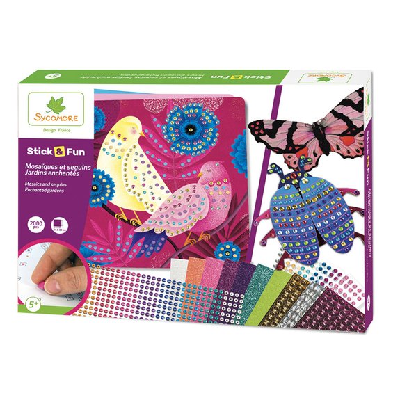 Stick & Fun Mosaïques et sequin Jardins enchantés
