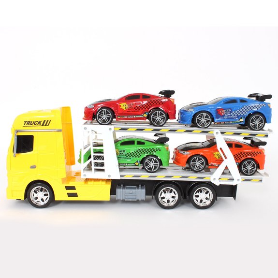 Camion de transport + 4 voitures de sport