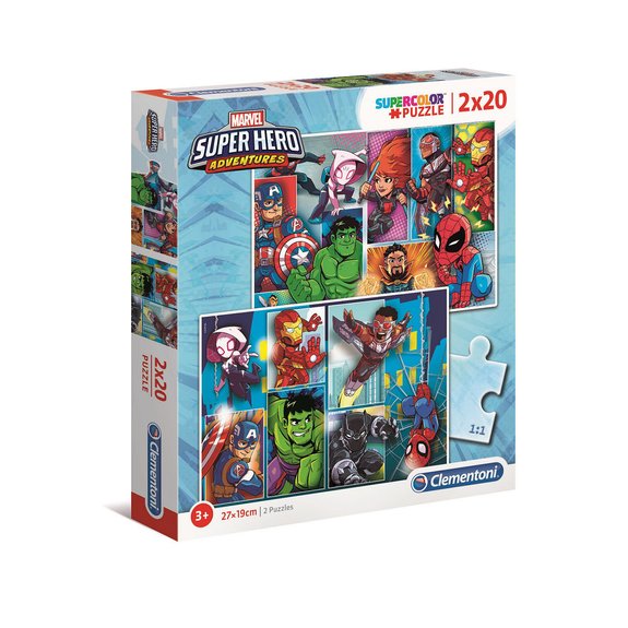 Clementoni - Puzzle SuperColor 2x20 pièces - Marvel Superhero
