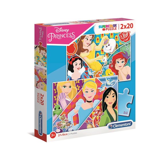 Puzzles SuperColor 2x20 pièces Disney Princesses
